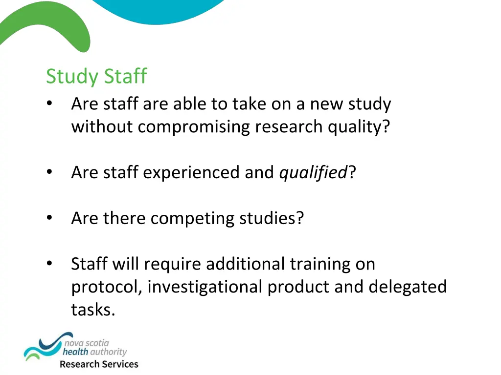 study staff are staff are able to take