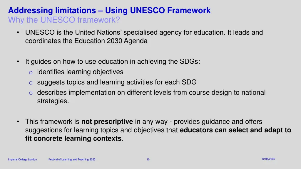 addressing limitations using unesco framework