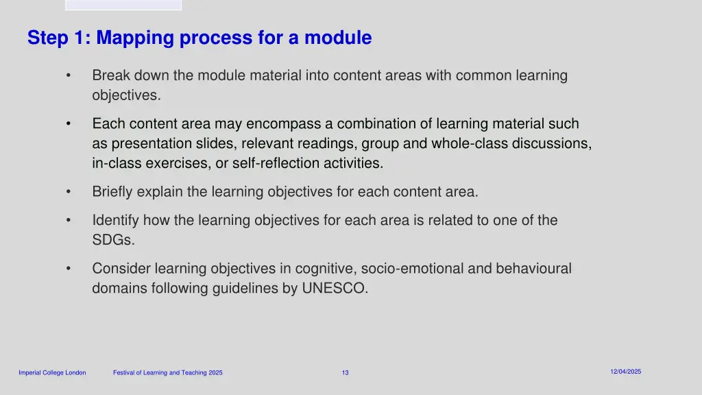 step 1 mapping process for a module