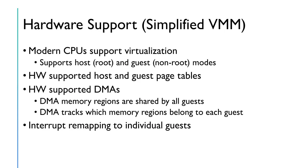 hardware support simplified vmm