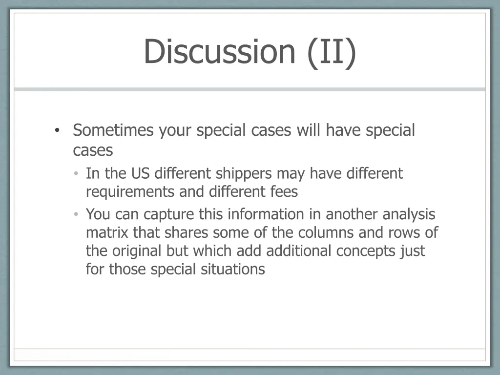 discussion ii