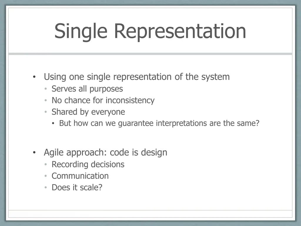 single representation