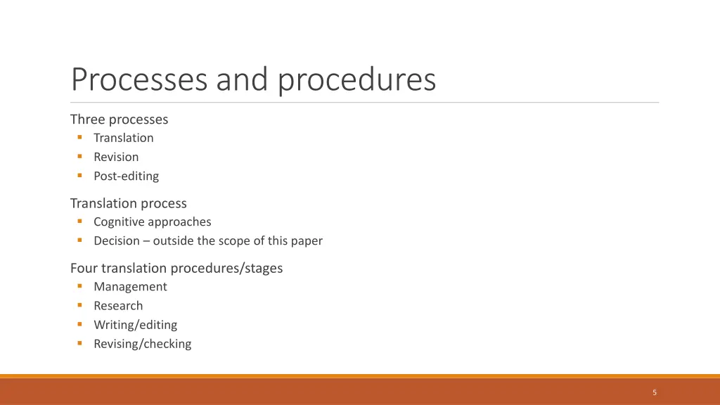 processes and procedures