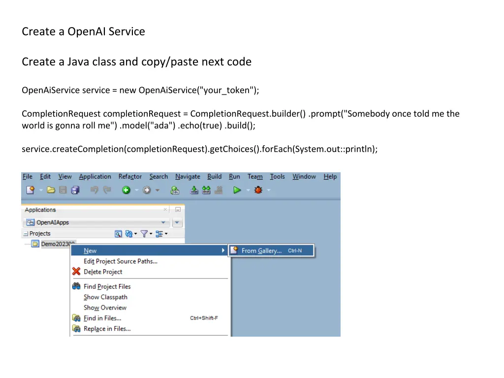 create a openai service