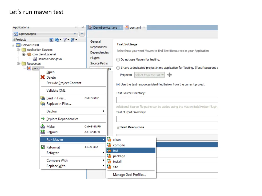 let s run maven test