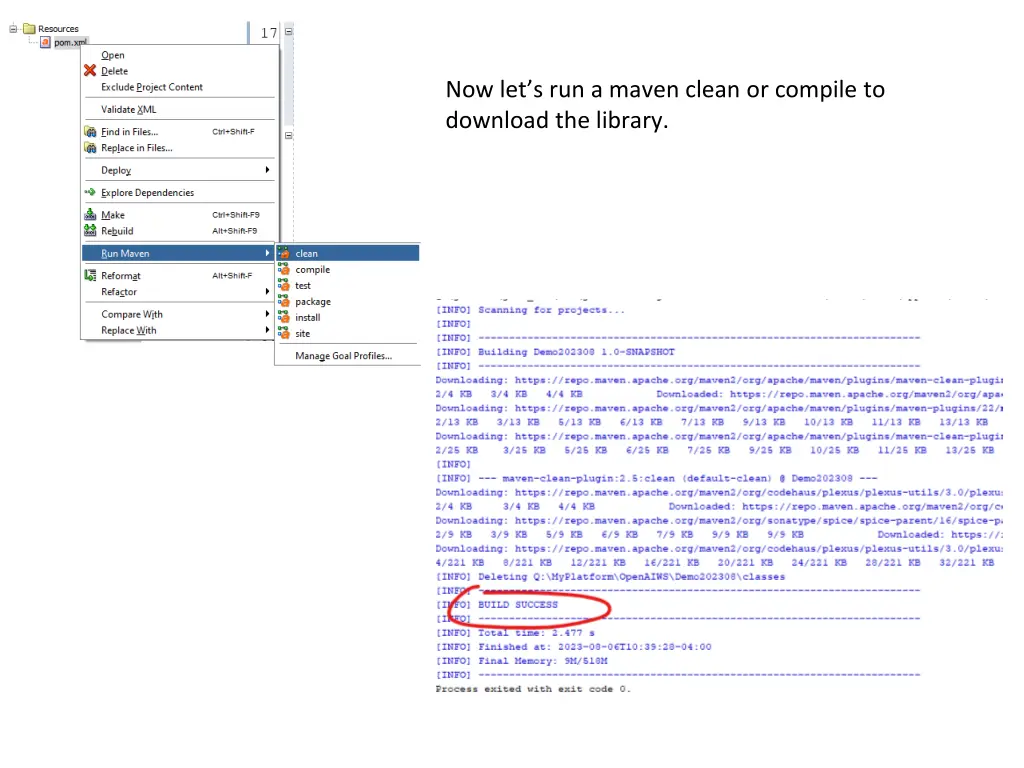 now let s run a maven clean or compile