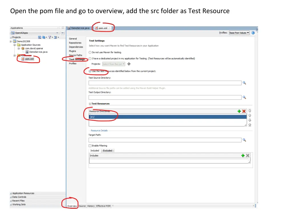 open the pom file and go to overview