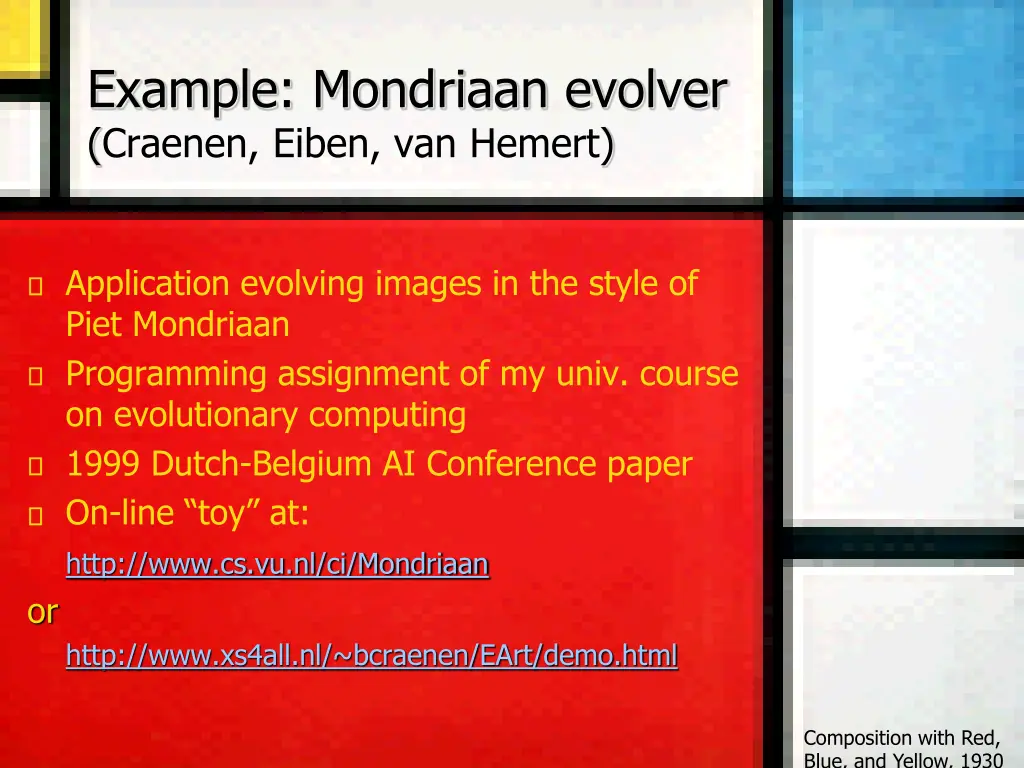 example mondriaan evolver craenen eiben van hemert