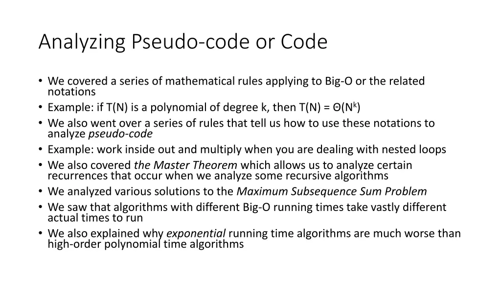 analyzing pseudo code or code