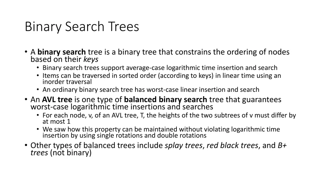 binary search trees