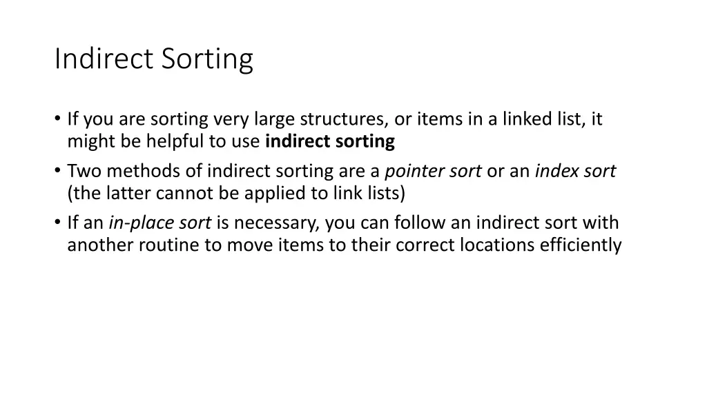 indirect sorting