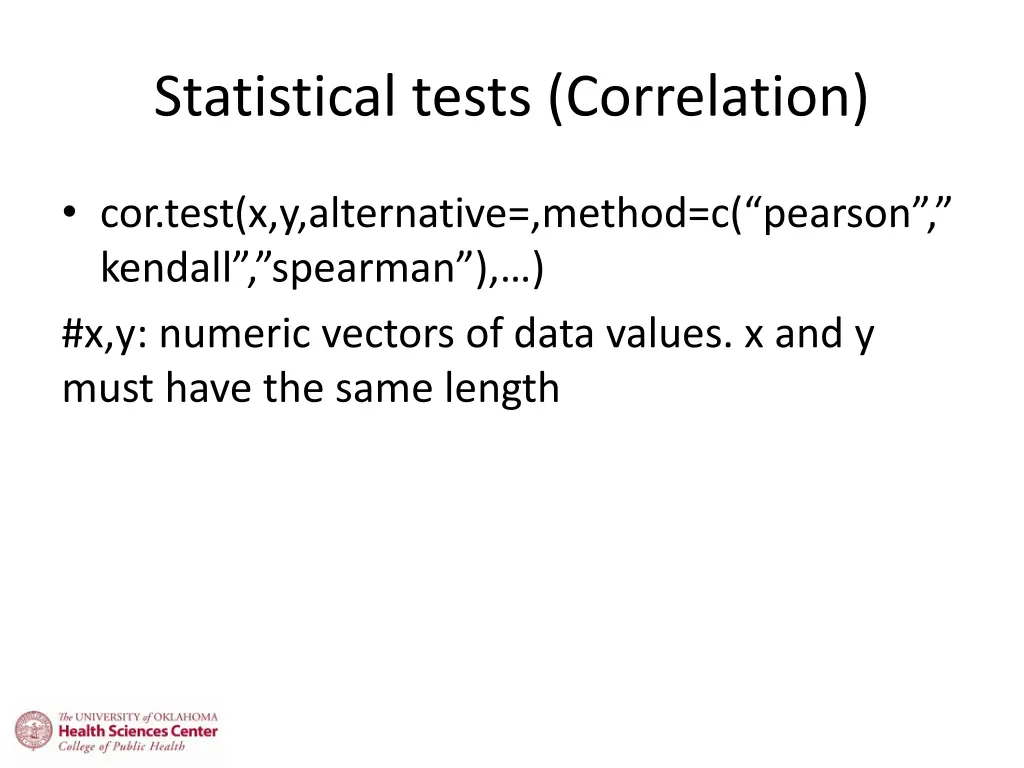 statistical tests correlation