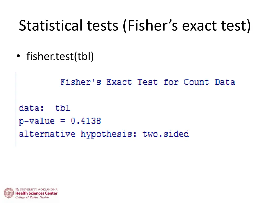 statistical tests fisher s exact test