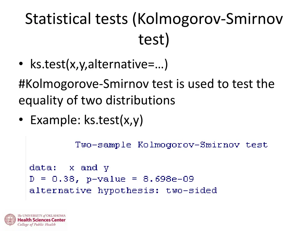 statistical tests kolmogorov smirnov test
