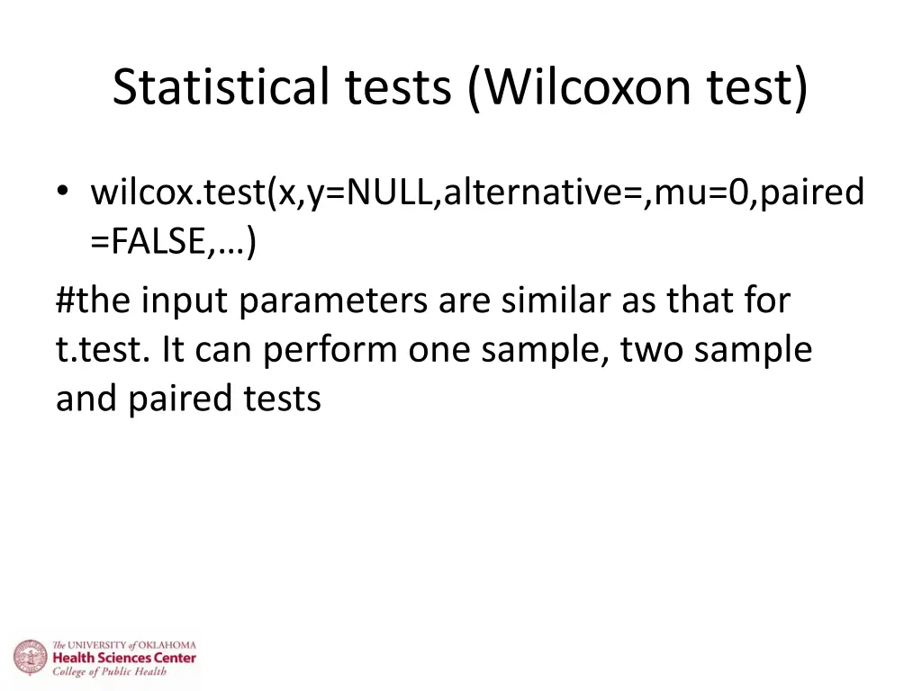 statistical tests wilcoxon test