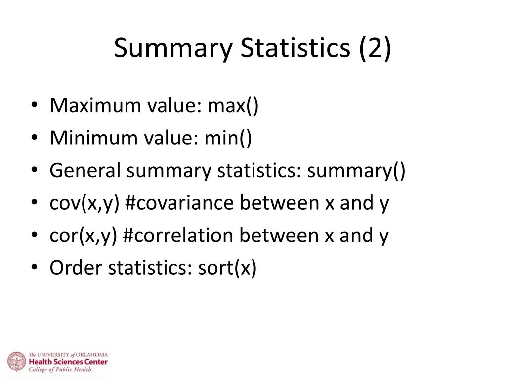 summary statistics 2