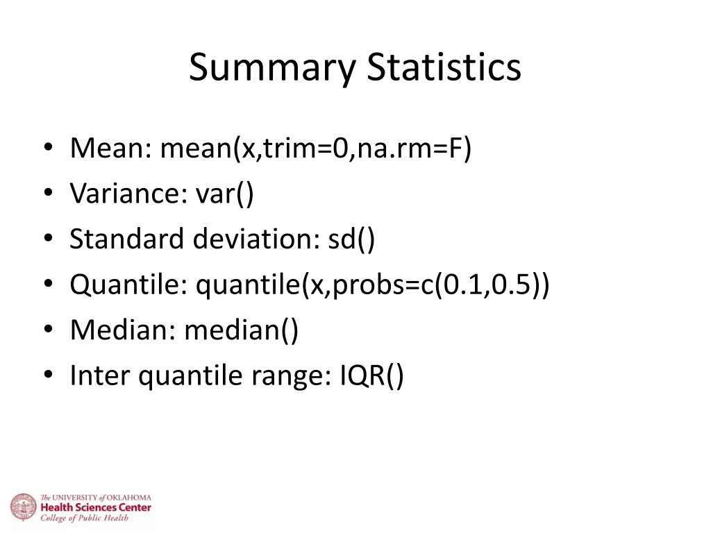 summary statistics