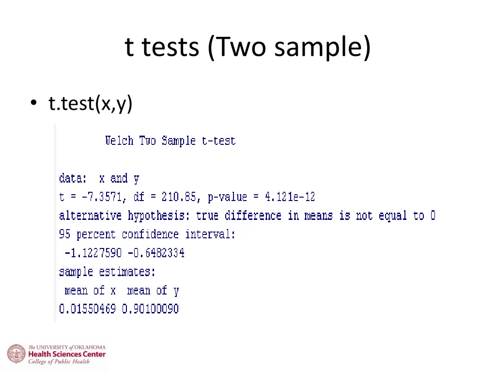 t tests two sample