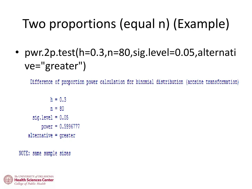 two proportions equal n example