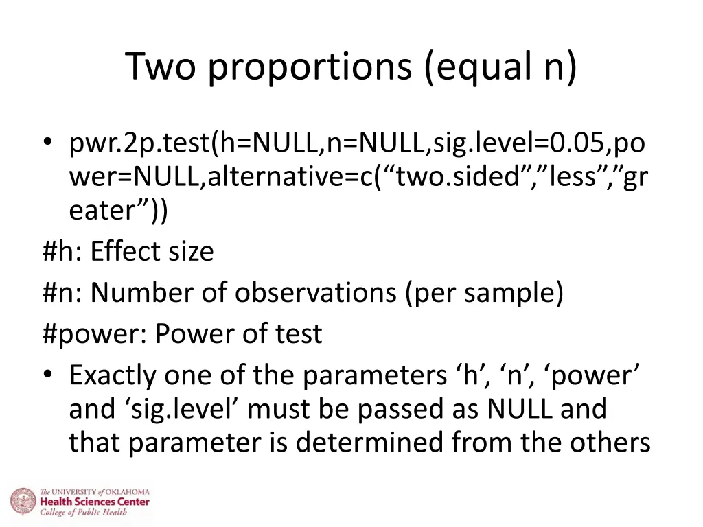 two proportions equal n