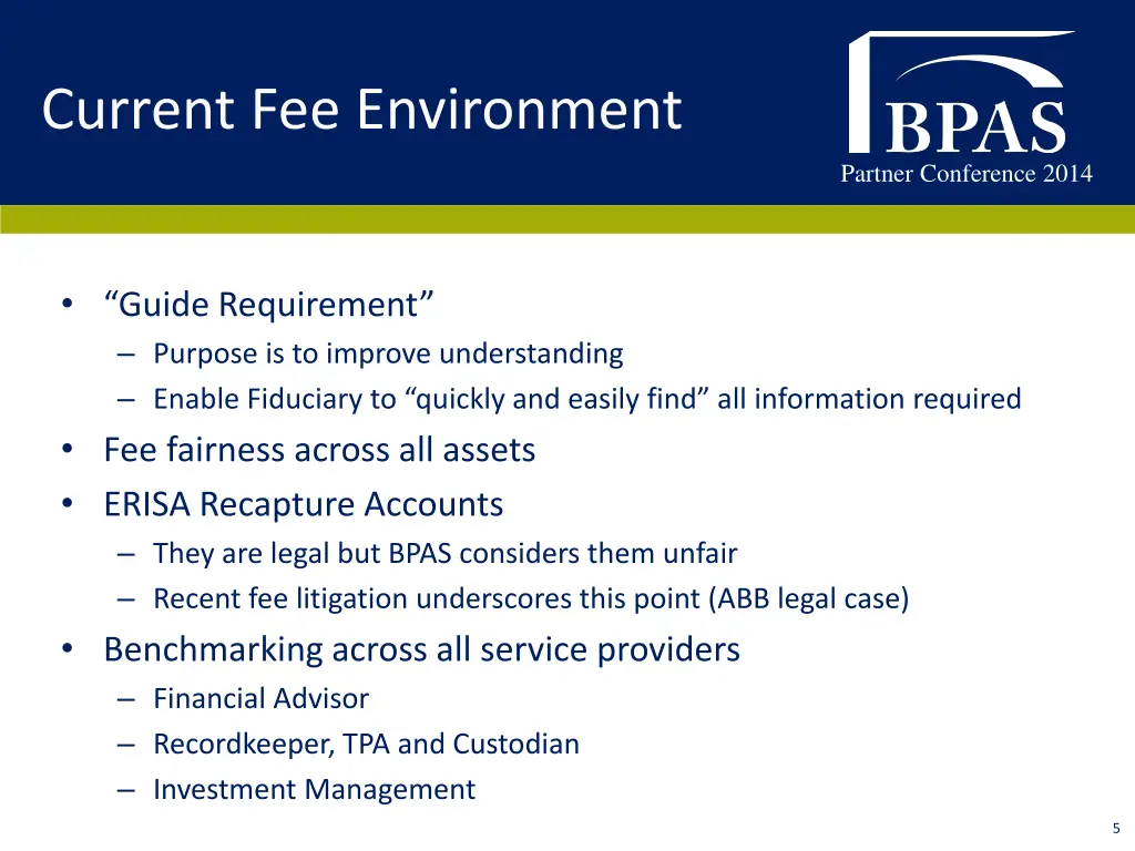 current fee environment 1