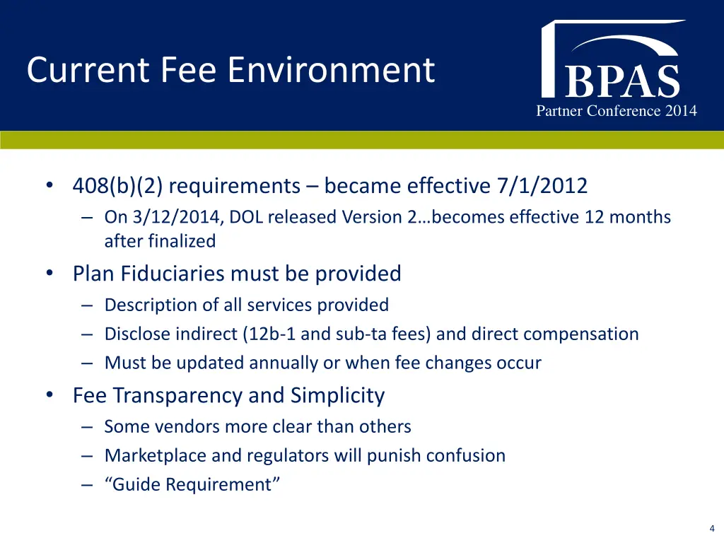 current fee environment