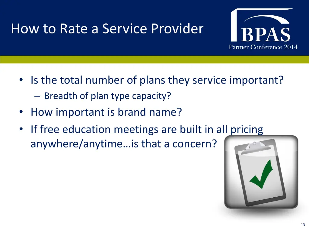 how to rate a service provider