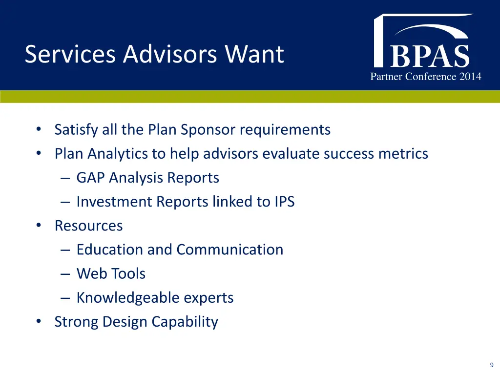 services advisors want