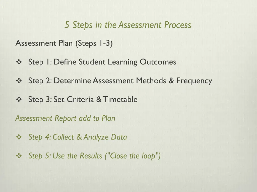 5 steps in the assessment process