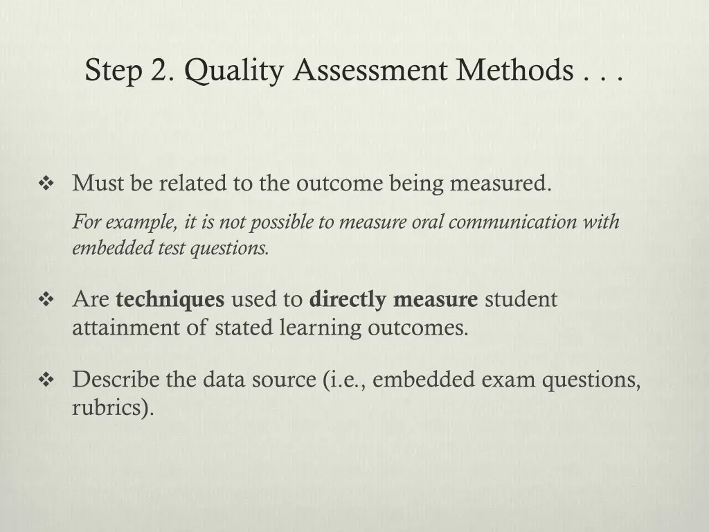 step 2 quality assessment methods 1
