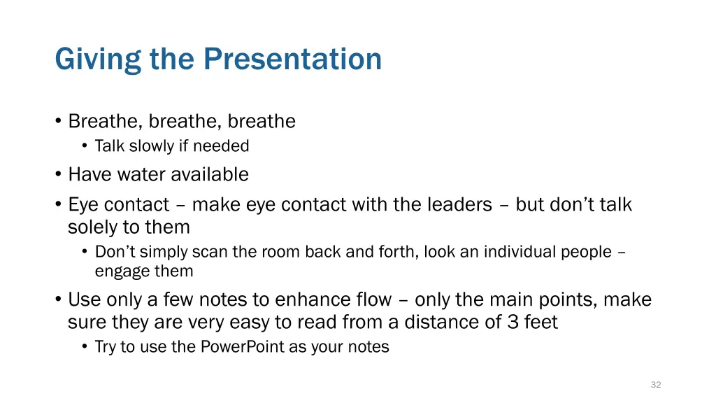 giving the presentation