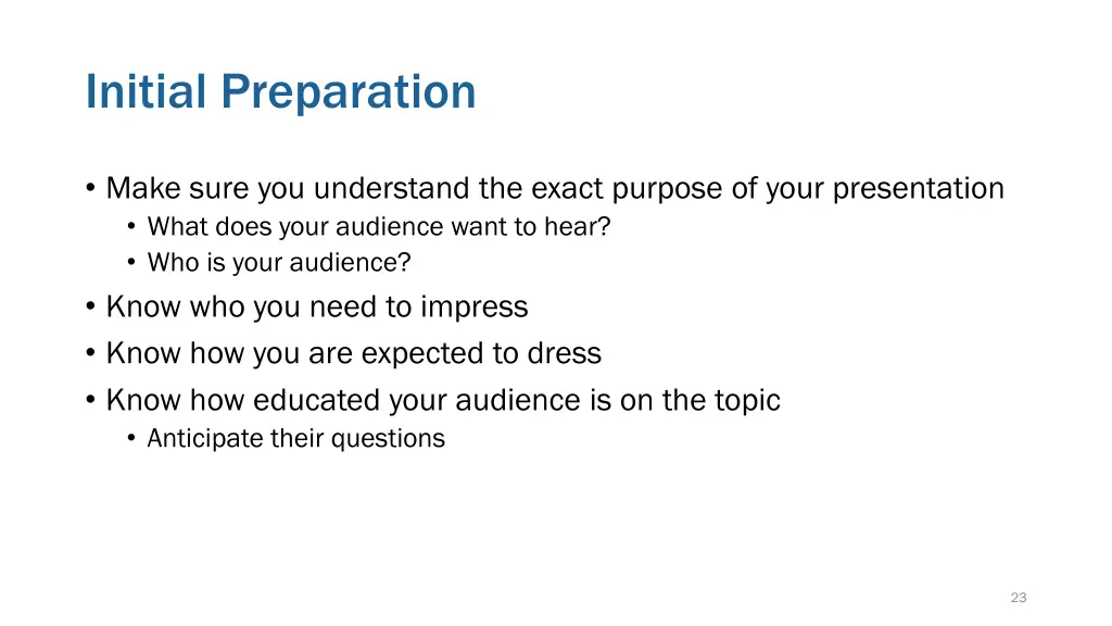 initial preparation