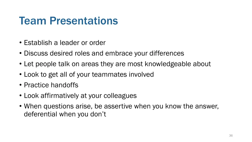 team presentations