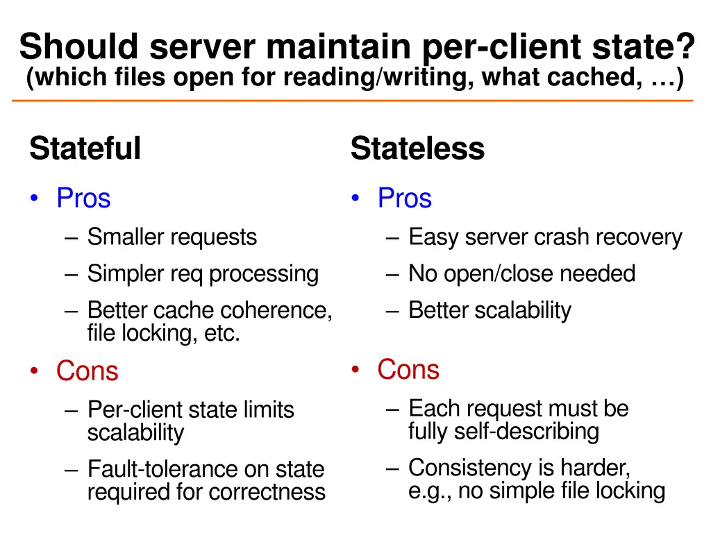 should server maintain per client state which