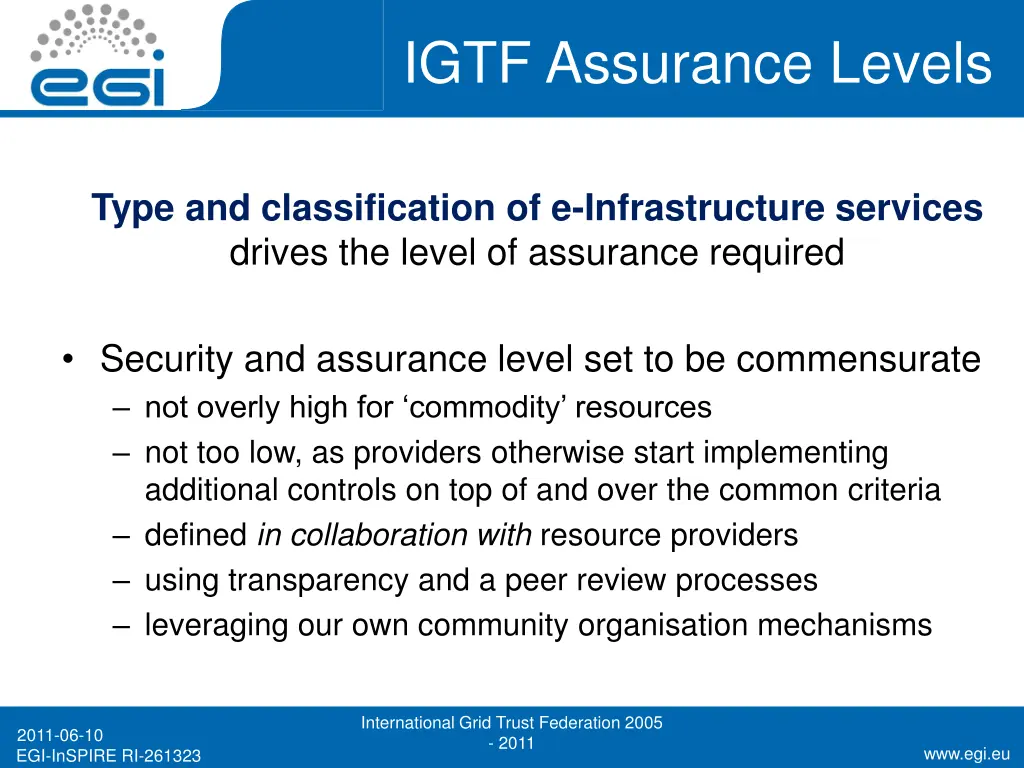 igtf assurance levels