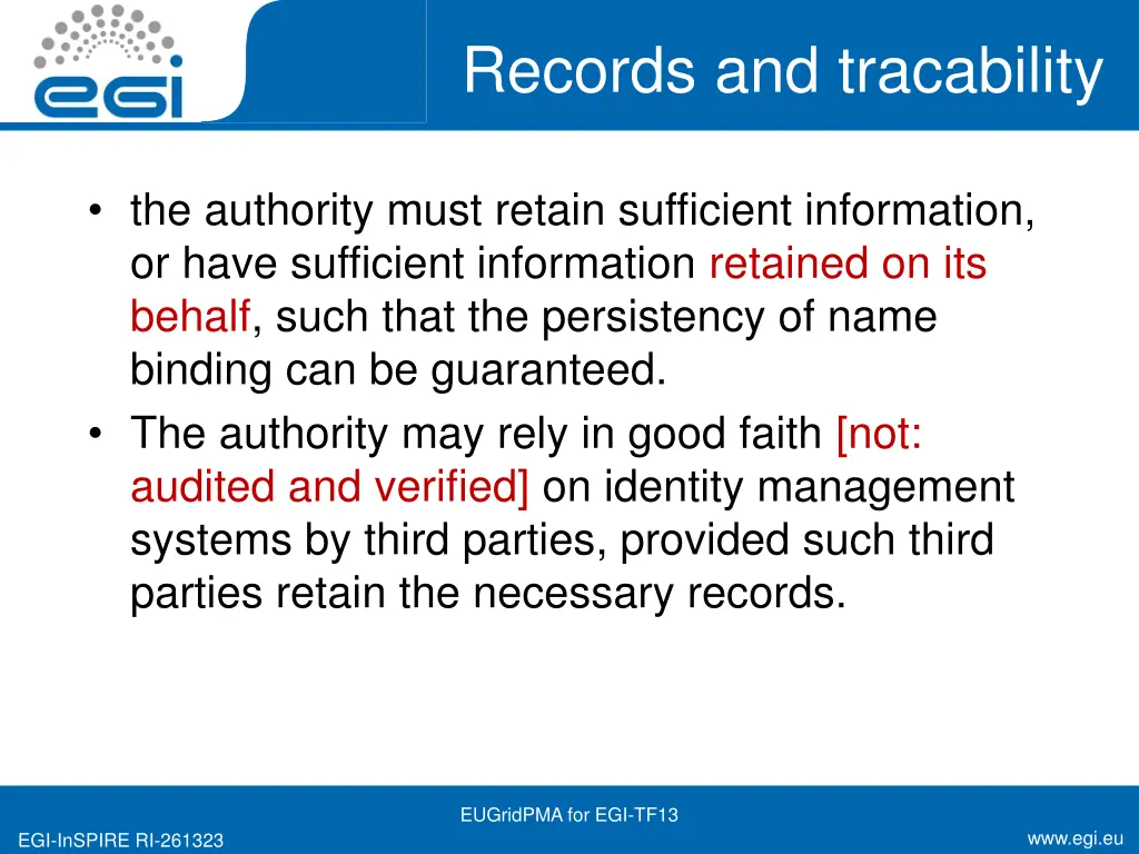 records and tracability