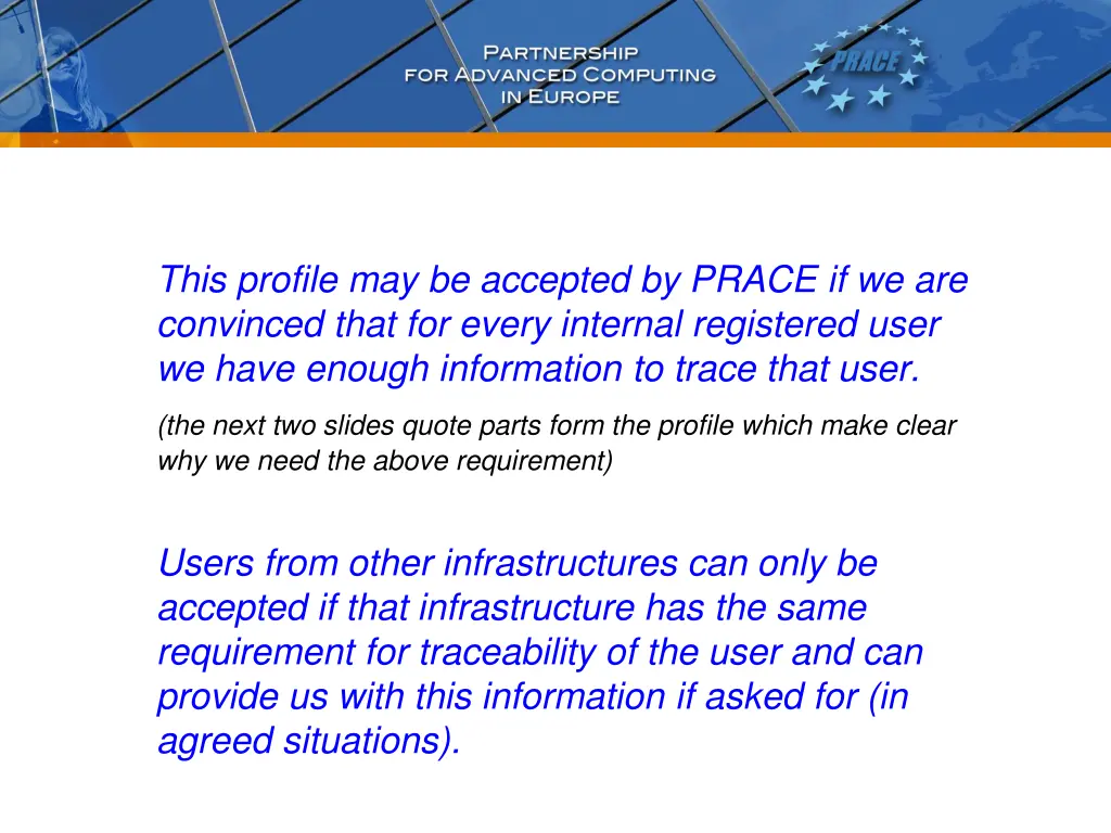 this profile may be accepted by prace