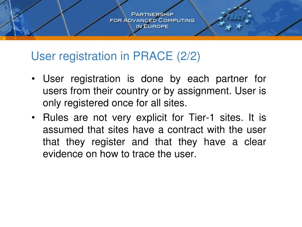 user registration in prace 2 2