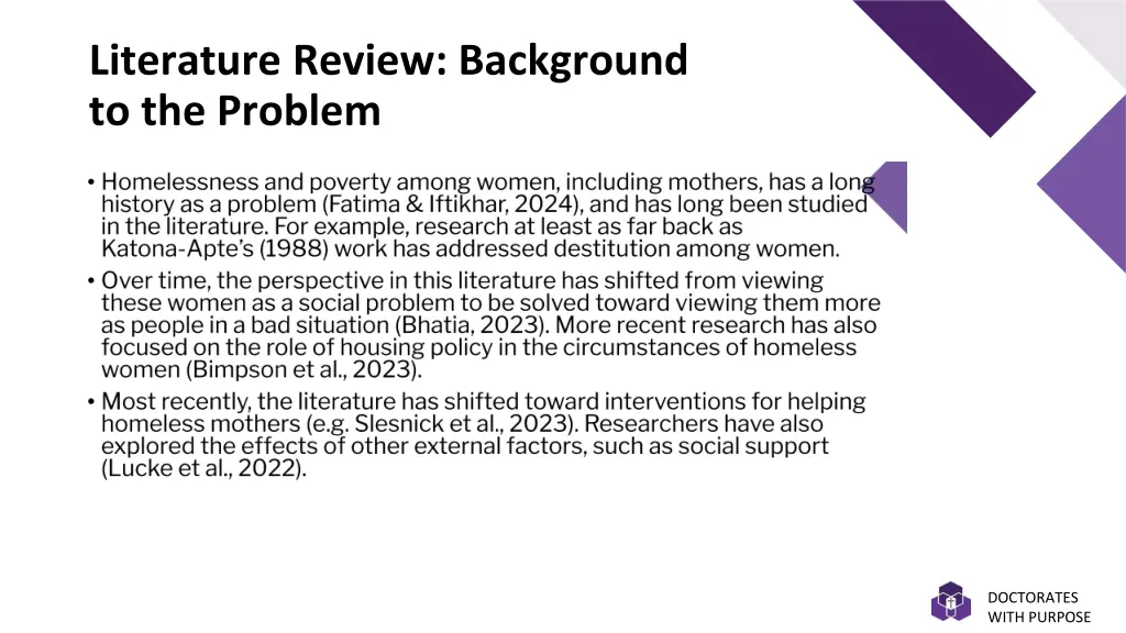 literature review background to the problem