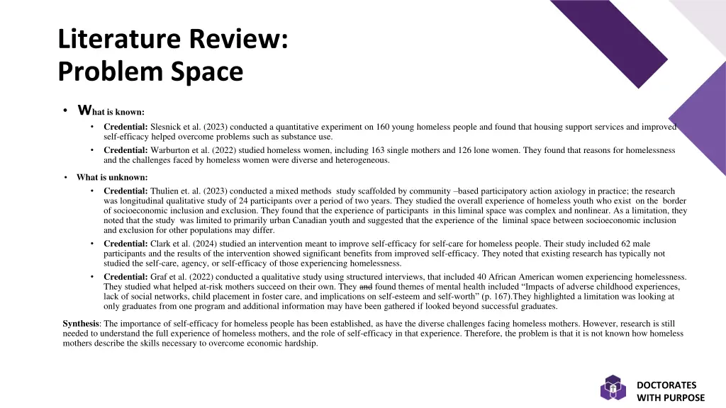 literature review problem space