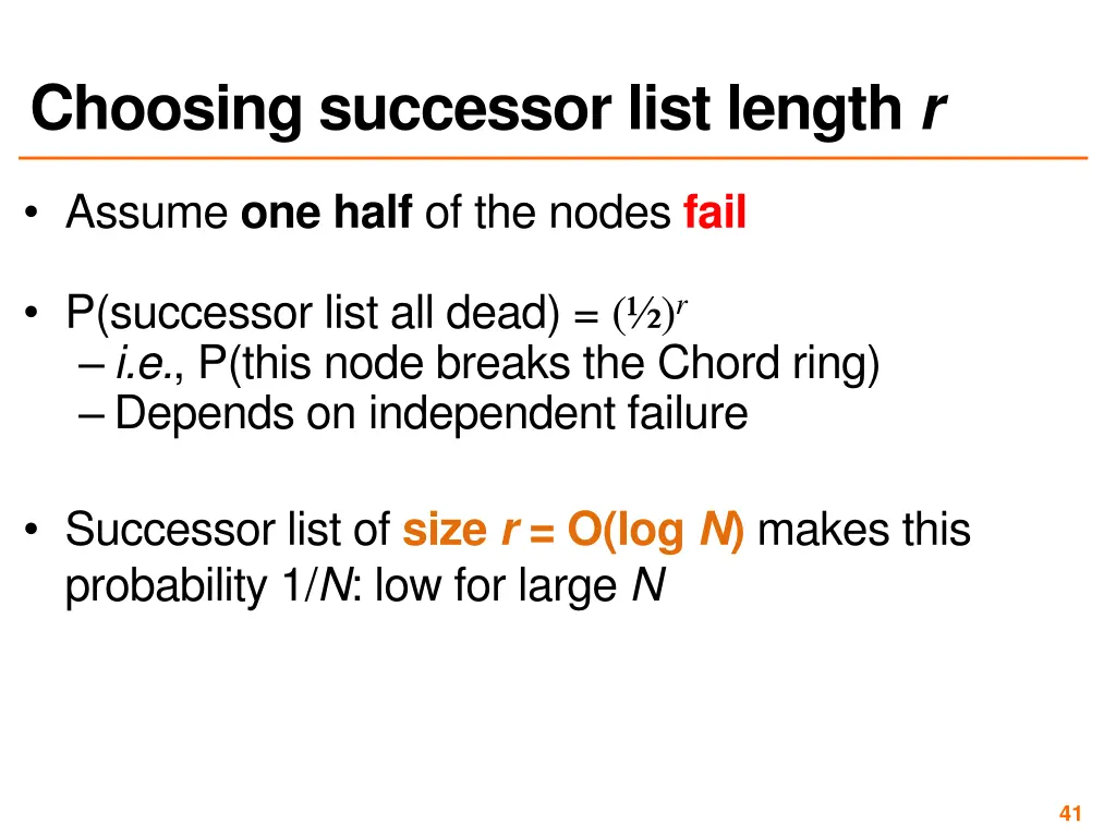 choosing successor list length r