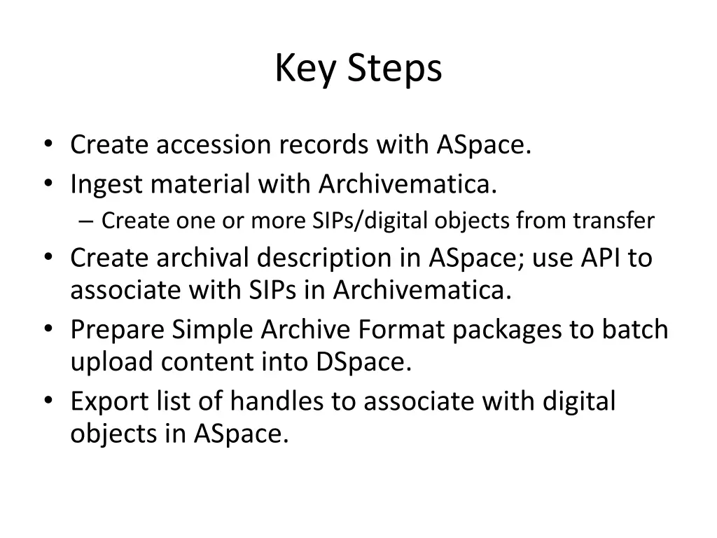 key steps