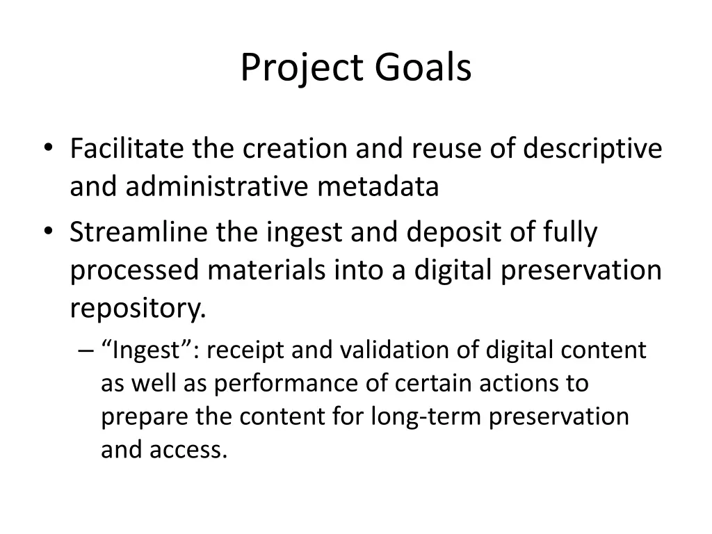 project goals