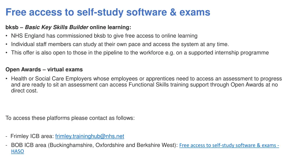 free access to self study software exams