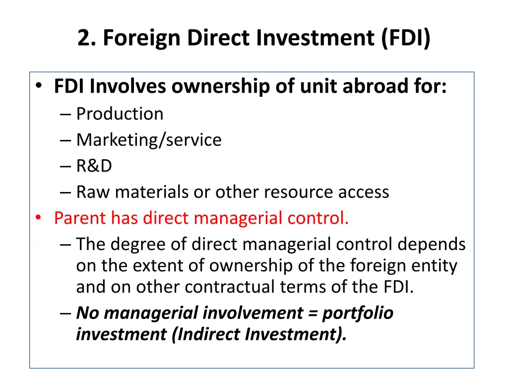2 foreign direct investment fdi 1