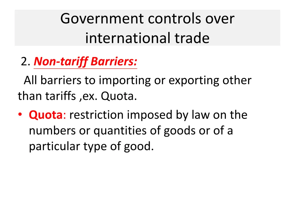 government controls over international trade 2