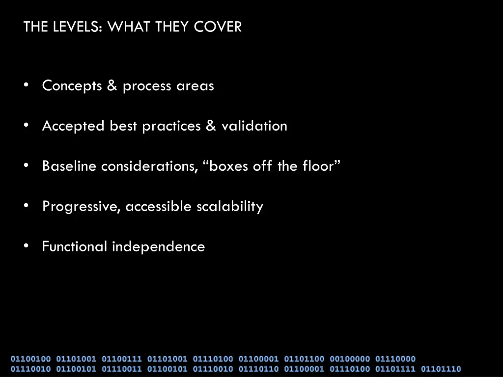the levels what they cover