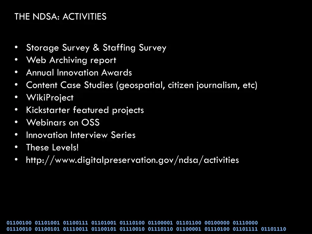 the ndsa activities