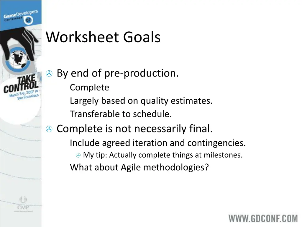 worksheet goals