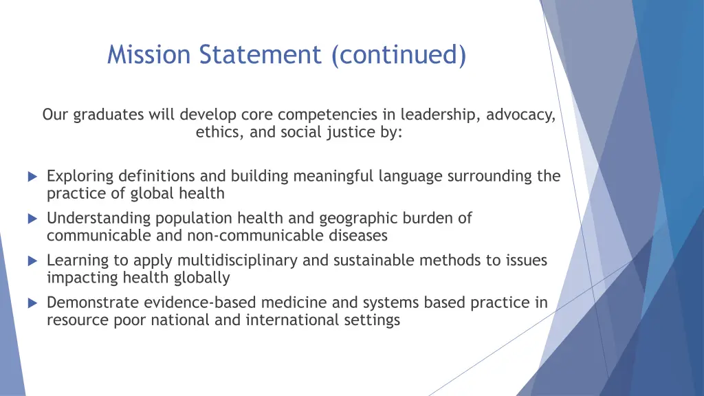 mission statement continued